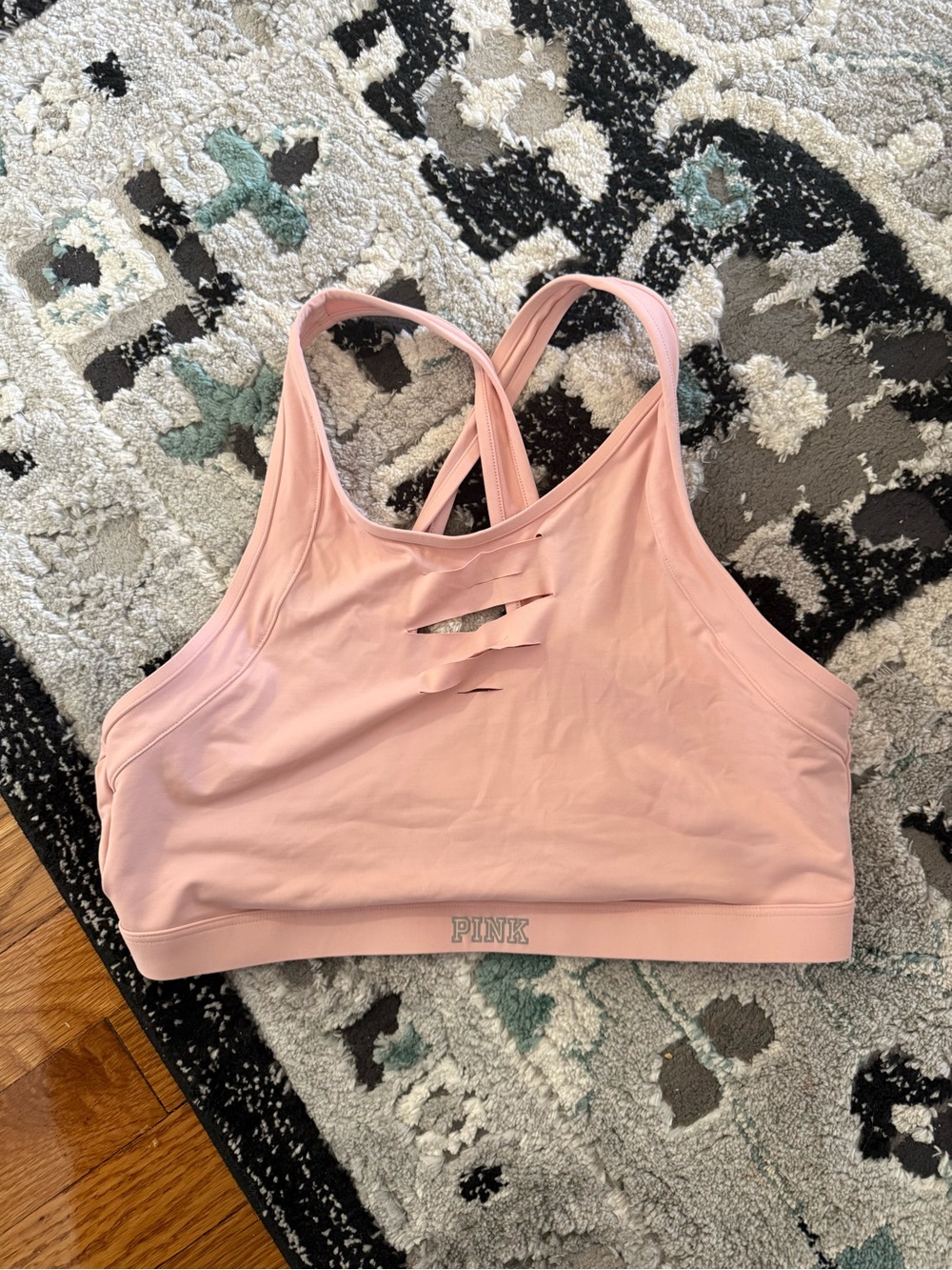 PINK Victoria's Secret Light Pink Crisscross Back Sports Bra